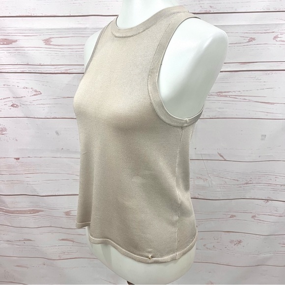 Anine Bing Sleeveless Noel Sweater Knit Tank Top Champagne Beige - Picture 11 of 15